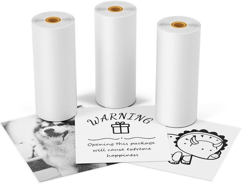 Ponek White Mini Printer Paper, Compatible with Sticker Maker Y02C/T02/M02X/M02L/Q02, 53mm x 6.5m Thermal Non-Sticky Paper for 10 Years, Thermal Printer Paper Suitable for Journal, Photo, Notes - Image 1